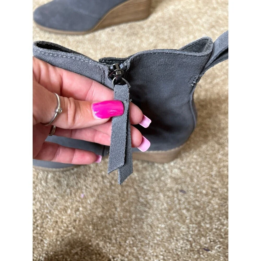 Toms SUTTON WEDGE BOOTIE IN DARK GREY stacked wedge heel NEW SZ 12ankle boots